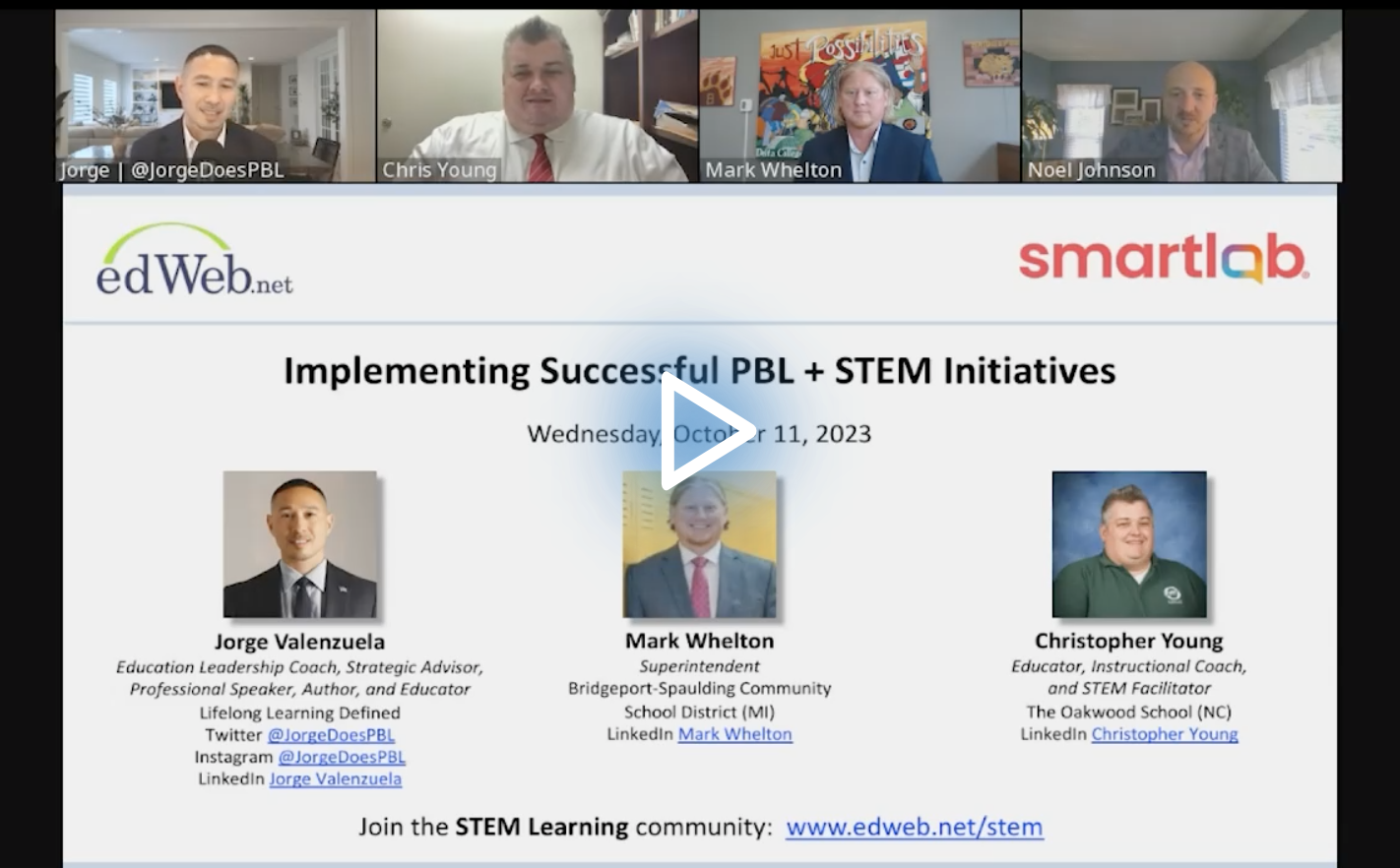 Implementing Successful PBL + STEM Initiatives edLeader Panel recording image